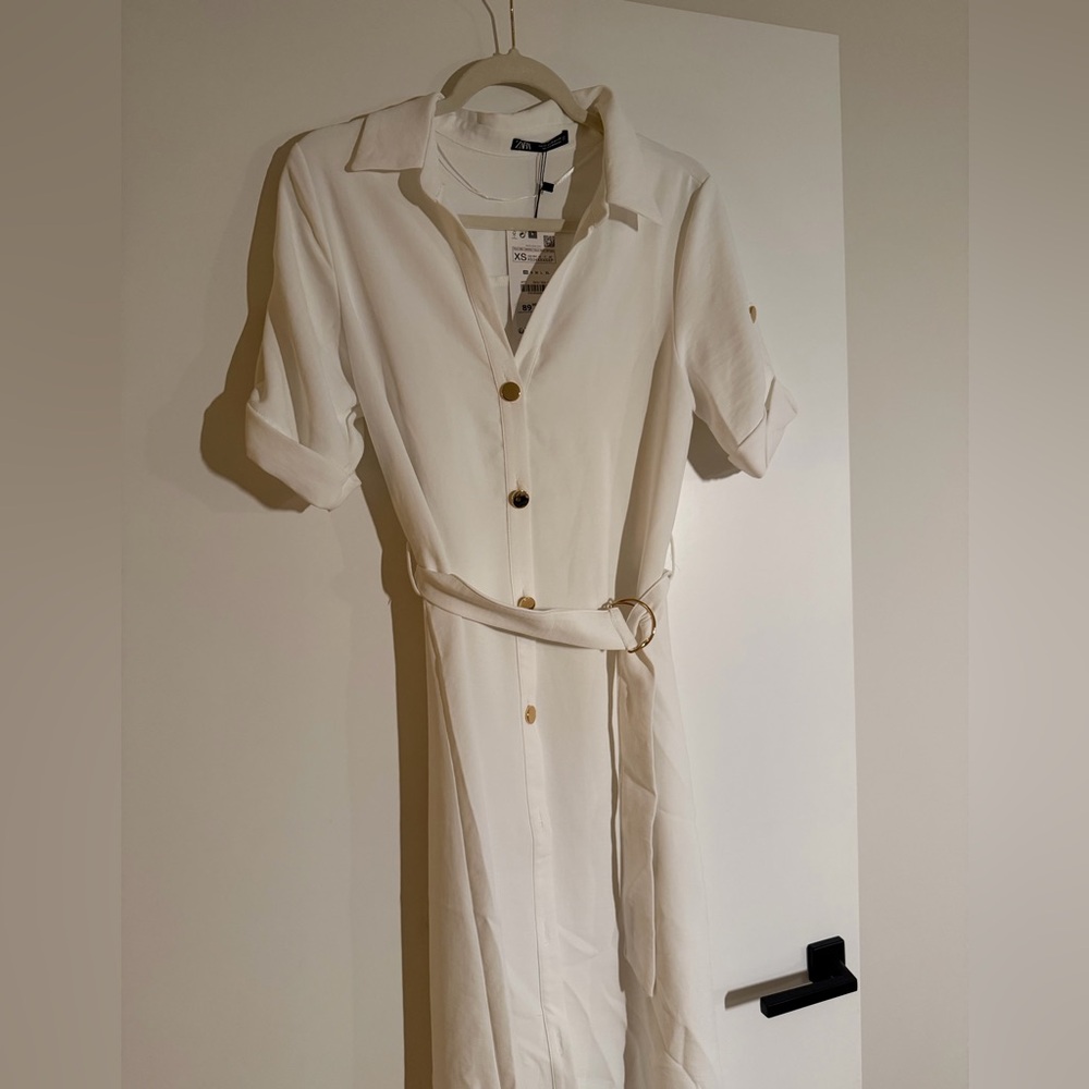 Zara Elegant White Shirt Dress